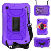 Rainbow Tablet Case Kickstand/Hand+Neck Strap An-fall Protective Cover For Samsung Galaxy Tab A 8.4 T307 2020-Purple&Purple