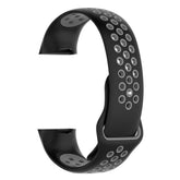 Double Color Porous Breathable Watch Band Silicone Wristband For Fitbit Charge 3 Sport Smartwatch -Black Gray