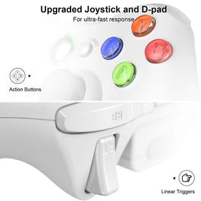 Wireless Dual Shock Controller with Receiver for Microsoft Xbox 360/Slim-White