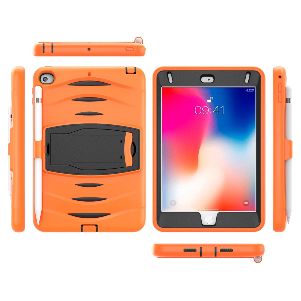 Shock Wave Design Kickstand Case Anti-Fall Protection With Pencil Holder For 7.9inch iPad Mini 4/5-Orange