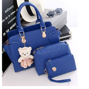 Womens Four-piece Fashion Handbags Shoulder Bag Satchel Purse Set-Blue