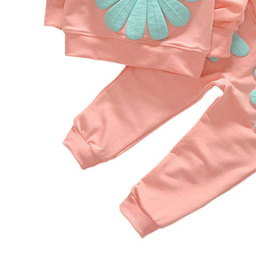 Baby Girls 2 Pcs Sunflower Clothes Set Long Sleeve Top And Pants Outfits-Pink