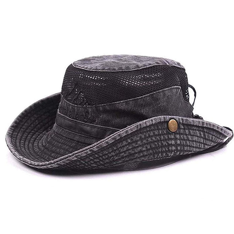 Sun Hat Wide Brim Fisherman Hat Safari Boonie Hat-Black