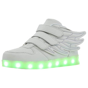 LED Light Sneakers USB Rechargeable Flashing Shoes for Boys Girls-White