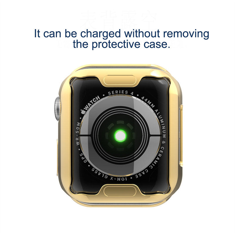 TPU All Around Screen Protective Cover for iWatch SE/6/5/4/3/2/1-Gold
