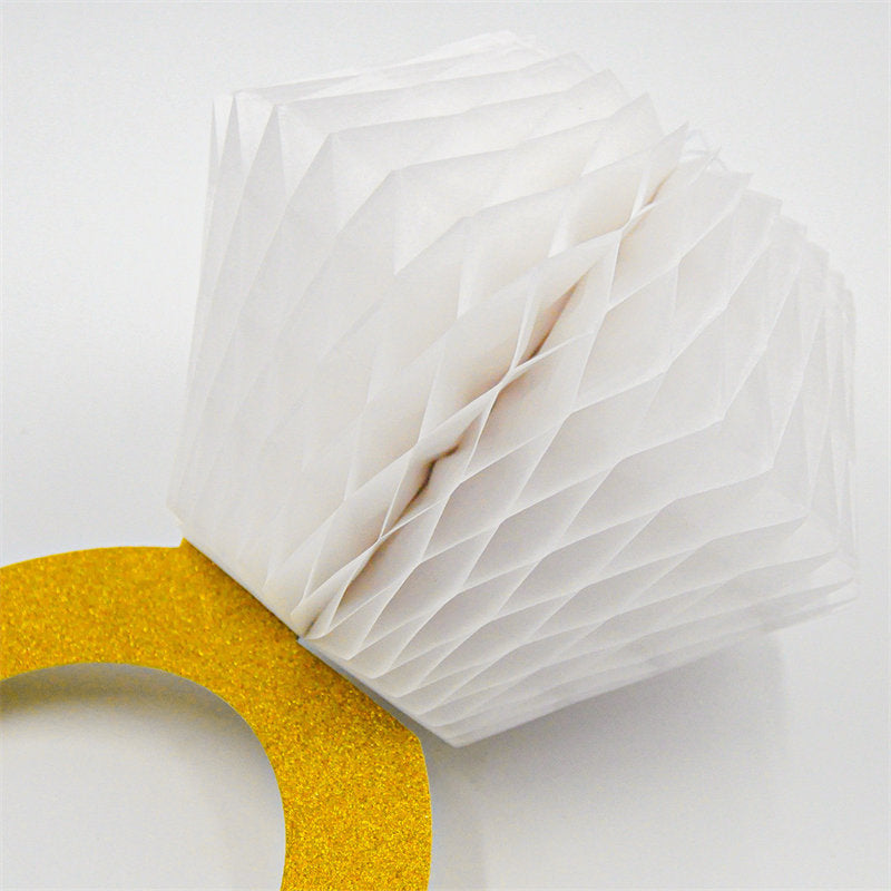 3 Pcs Honeycomb Ring Hanging Decorations Glitter Gold Diamond Ring,Perfect for Engagement Wedding Party And Bridal Shower