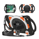 CatA iPad Silicone Case For iPad Mini 5 4 3 2 1 Built-in Handle Stand With a Strap-Black Orange