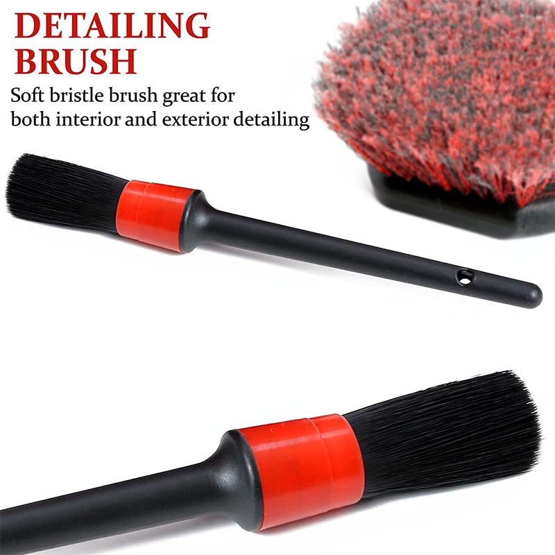 2Pack Wheel and Tire Brush Set For Scrubbing Grime-Red