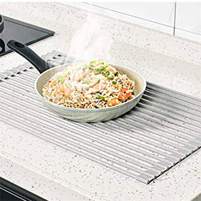 Over The Sink Multipurpose Roll-Up Dish Drying Rack 52*33CM-White