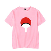 Mens Tops Japanese Anime Naruto Same Style Trend Short Sleeved T-shirt-A Pink