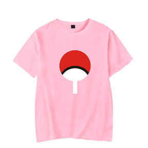 Mens Tops Japanese Anime Naruto Same Style Trend Short Sleeved T-shirt-A Pink