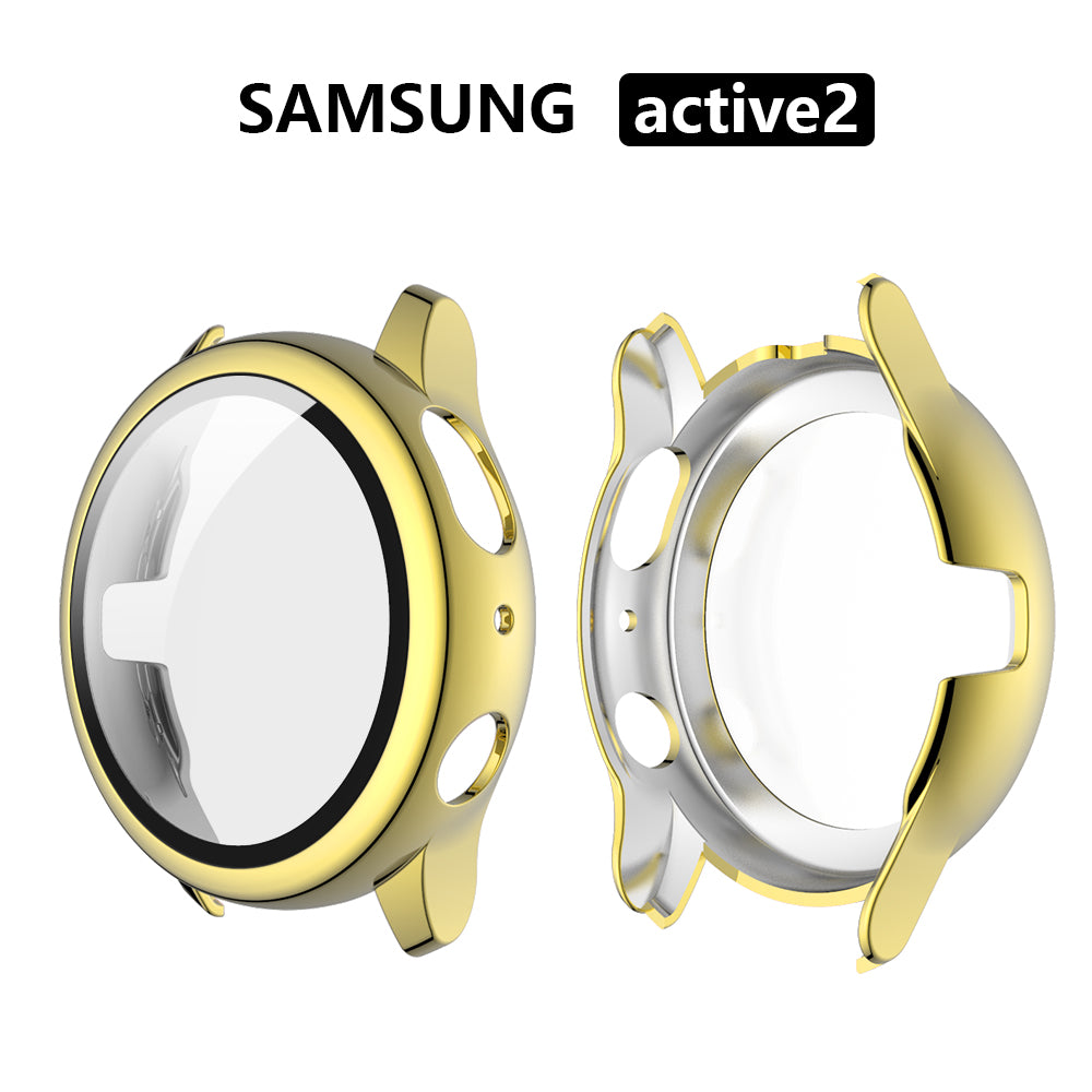 PC Plating Tempered Glass Full-Around Cover For Samsung Active2 40MM/44MM-Gold