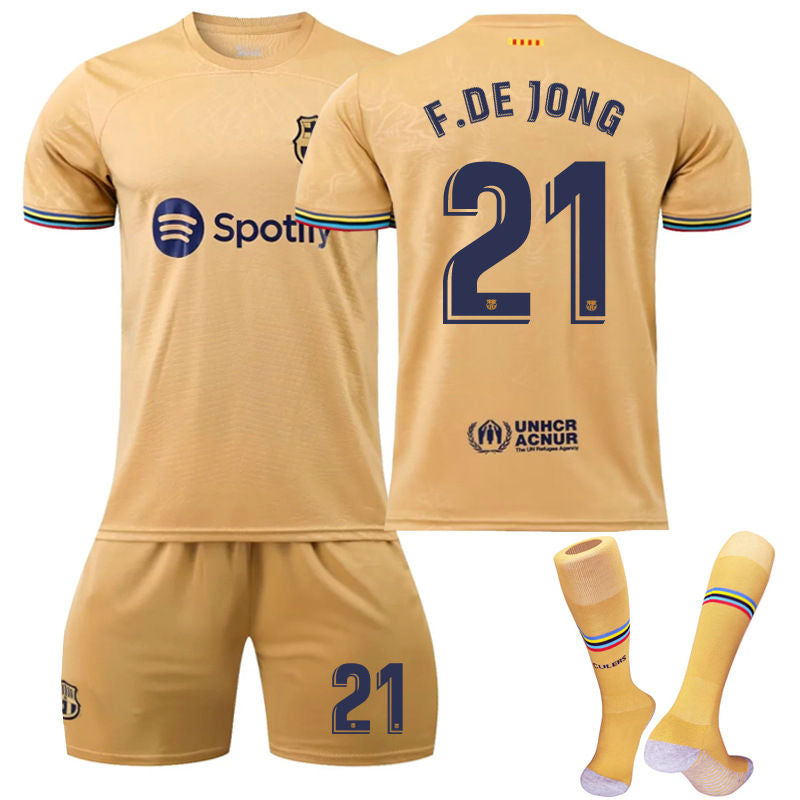 F.DE JONG #21 Barca Away Shirt 2022/23 Soccer Jersey Kit Football Set For Adult Kids