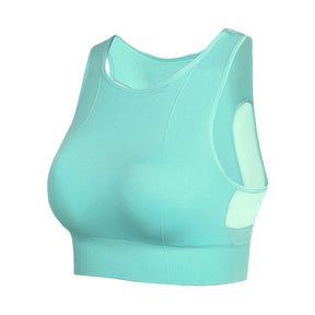 Longline Sports Bra with Removable Pads Racerback Tank Top-Lignt Green