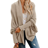 Women's Batwing Knitted Oversized Slouchy Solid Cardigan Sweater Knit Outwear-Khaki