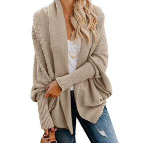 Women's Batwing Knitted Oversized Slouchy Solid Cardigan Sweater Knit Outwear-Khaki
