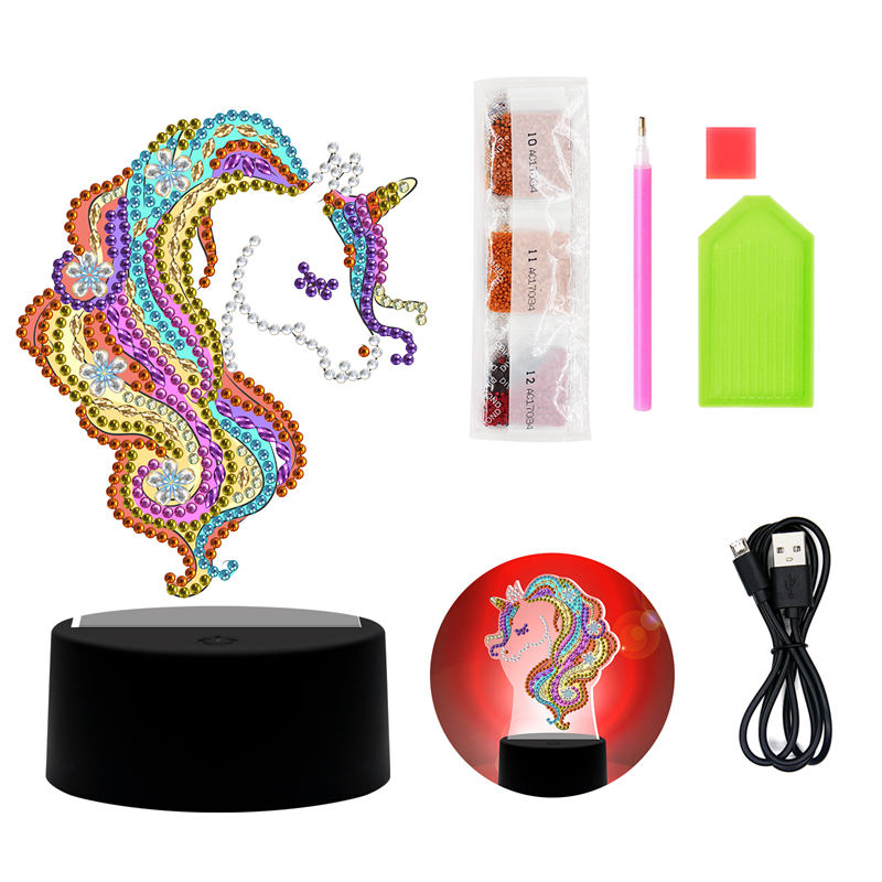 Diamond Painting Lamp,LED Number Painting Kits for Adults Home Decor Art Sets with Tools and USB Cable -Unicorn