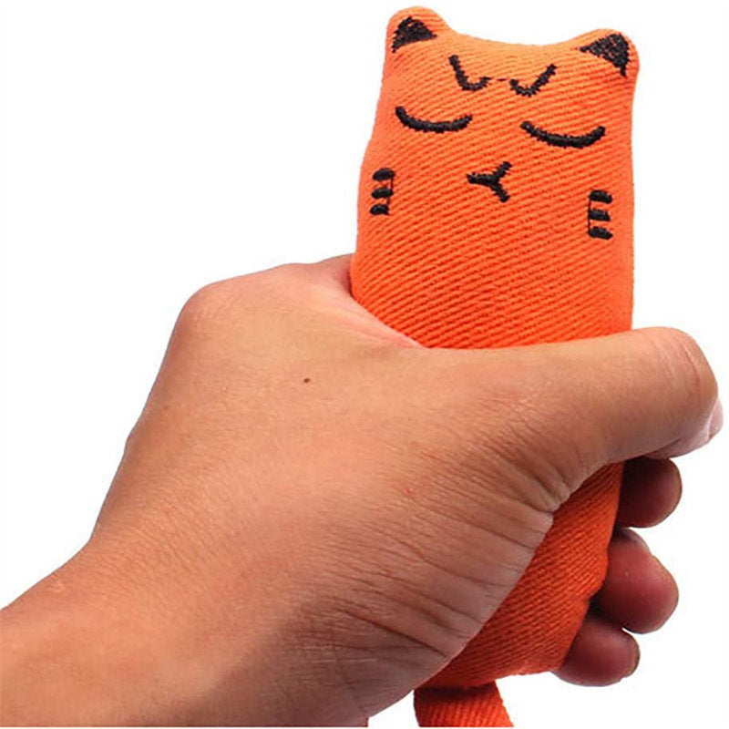 Catnip Filled Cartoon Mice Cat Teething Chew Bite-Resistant Catnip Toys-Orange