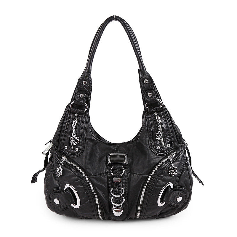 Womens Fashion Hobo Handbag Large Capacity Shoulder Bags-Black