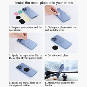 Car Phone Mount Magnetic Dashboard Alloy Fits Samsung iPhone etc