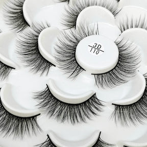 10 Pairs 3D False Eyelashes Reusable Wispy Cat Eye Natural Look Lashes-110