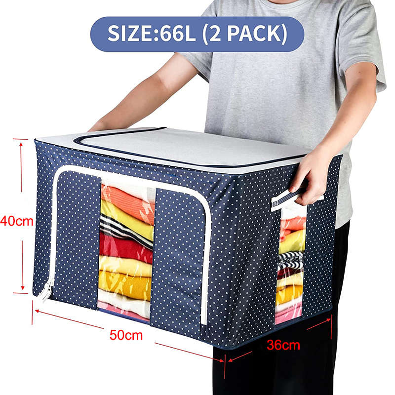 2 Pcs 66L Clothes Storage Bins Foldable with Handles for Bedroom