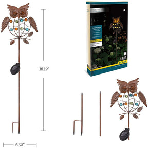 Garden Solar Light Metal OWL LED Decorative Garden Weatherproof Ligh Suitable for Courtyards Lawns Bronze