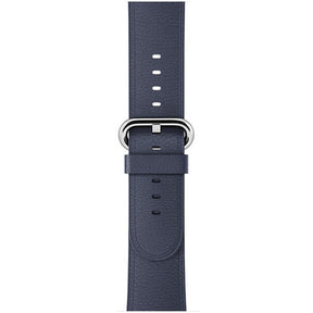 Litchi Pattern Leather Replacement Watch Band For iWatch Series SE/6/5/4/3/2/1-MidnightBlue