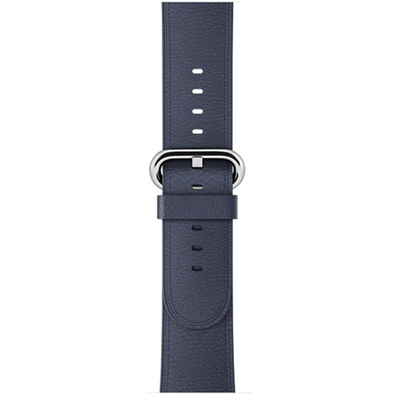 Litchi Pattern Leather Replacement Watch Band For iWatch Series SE/6/5/4/3/2/1-MidnightBlue
