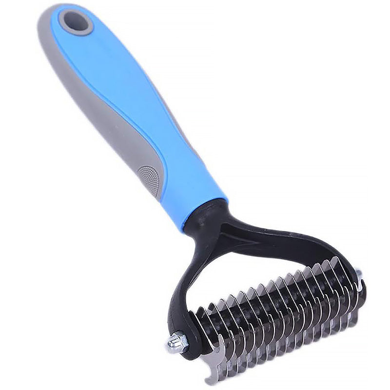 Pet Grooming Undercoat Rake with Two-Side Safe Hair Removal Comb-Blue