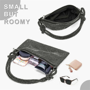 Rhinestone Purse Shiny Womens Party Handbag Hobo Bag-Black