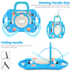 CatB Silicone Case For iPad Mini 6 Shockproof Shoulder Strap Handle Stand-Light Blue