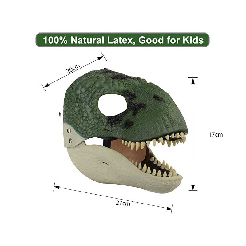 Movable Jaws Dinosaur Mask Kids Costume Party Gifts-Green