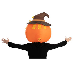 Pumpkin Scarecrow Bobblehead Inflatable Costume Air Head Mask For Halloween One Size