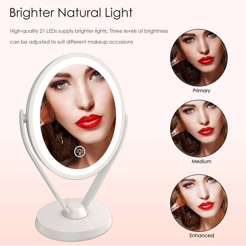 Double Sided 1x/7x Magnification LED Makeup Mirror-White