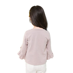 Little Girls Ruffle Bat T Shirt Pullover Autumn Spring Princess Tops-Pink