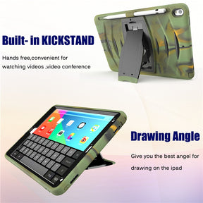Shock Wave Kickstand Case Anti-Fall Protection With Pencil Holder For 10.5inch iPad Air3/iPad Pro10.5-Camouflage
