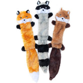 3Pcs No Stuffing Squeak Plush Dog Toy Fox Raccoon Squirrel