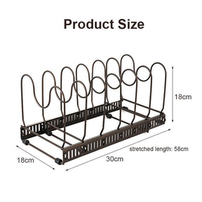 Expandable Pot Organizer Rack 14 Dividers Adjustable for Kitchen-Bronze