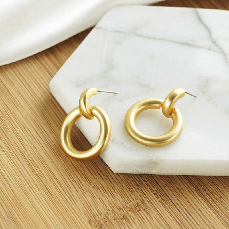 Trendy Circle Drop Earrings Polished Hoop Stud Earrings for Womens