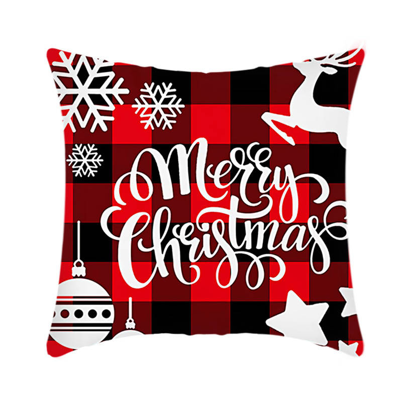 4Pcs 18x18 inch Christmas Throw Pillow Covers Square Cushion Cover for Sofa Decorative-E