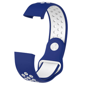 Double Color Porous Breathable Watch Band Silicone Wristband For Fitbit Charge 3 Sport Smartwatch -Blue White