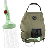 20L Solar Shower Bag with Removable Hose and Shower Head for Camping-Army Green