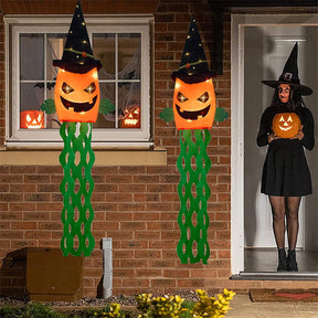 2Pcs Halloween Decorations Pumpkin Witch Hat Outdoor Hanging Lights for Party Ornaments