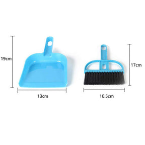 Pet Cage Broom Brush Dustpan Set Cat Litter Sweeper Brush-Blue