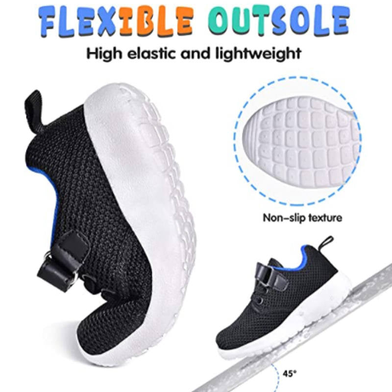 Lightweight Toddler Shoes for Boys Girls Breathable Mesh Velcro Sneakers-DarkBlue