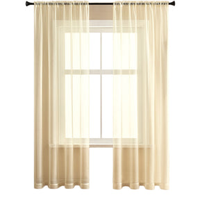 2 Panels Sheer Voile Rod Pocket Elegance Curtains for Living Room Bedroom-4
