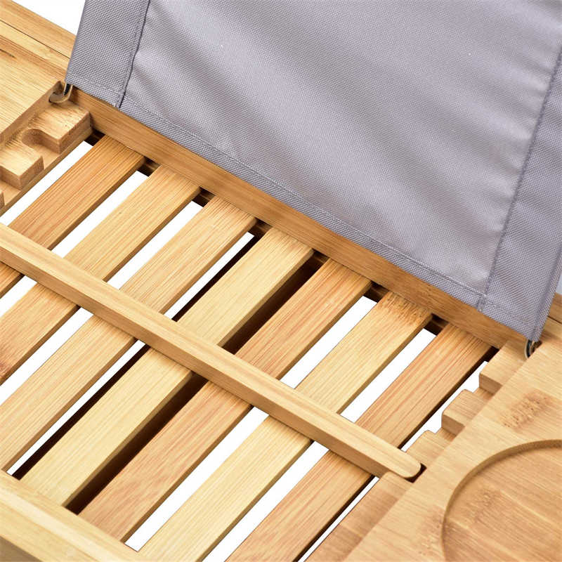 Bamboo Bathtub Tray Caddy Expandable Placed Book Smartphone and Wine Holder