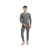 Men's Ultra Soft Autumn And Winter Thermal Underwear Fleece Lined Pajamas-Gray
