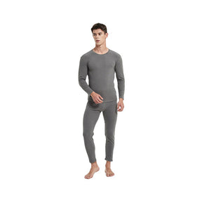Men's Ultra Soft Autumn And Winter Thermal Underwear Fleece Lined Pajamas-Gray